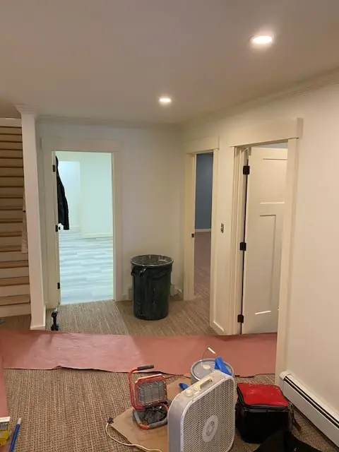 Protected floors and painting tools during surface preparation