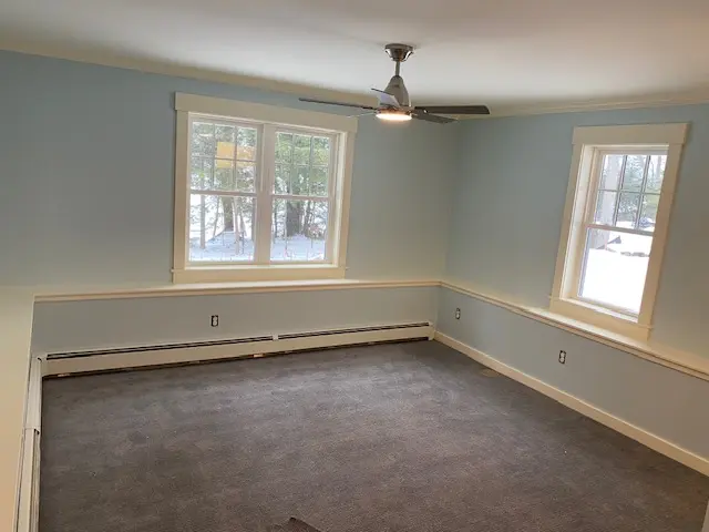 Residential blue room after painting